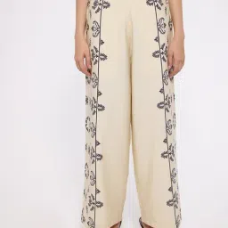 Cover Story Off White Printed Trousers-image-76