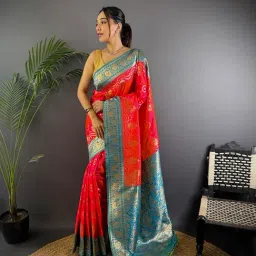 Elora Pink Silk Zari Banarasi Saree With Unstitched Blouse-picture-38