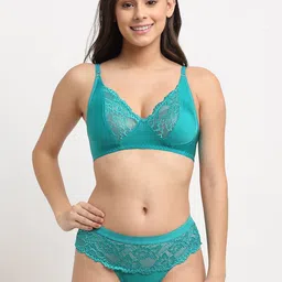 Friskers Women Turquoise Blue Solid Lace Lingerie Set O-305-36-32-picture-29
