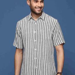 showoffff Showoff White Cotton Slim Fit Striped Shirt-picture-35