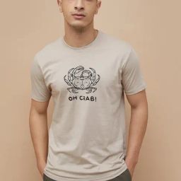 Fame Forever By Lifestyle Beige Cotton Regular Fit Printed T-Shirt-image-75