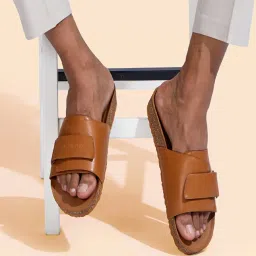 Neemans Men's Cork Tan Slides image 1