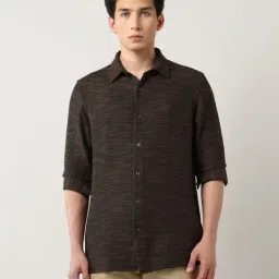Arrow Brown Cotton Slim Fit Self Pattern Shirt-picture-23
