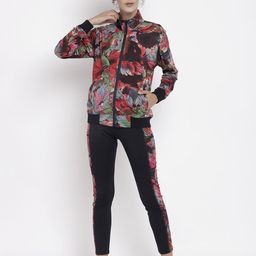 CHKOKKO Women Red & Black Printed Tracksuit-image-56