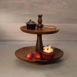 ellementry Natural Sheesham Wood 2 Tier Cake Stand - Set of 1-43