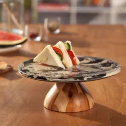 ellementry Carbon Black Ceramic Cake Stand - Set of 1-19