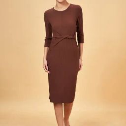 Annabelle by Pantaloons Brown Striped Bodycon Dress-picture-31