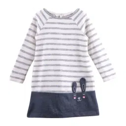 Beebay Kids Off White Cotton Striped Dress-image-16