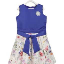 Butterfly Blush Kids Blue & White Printed Dress-image-4