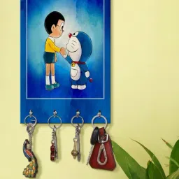 999Store Blue & Yellow MDF  Key Holder - Set of 1-14