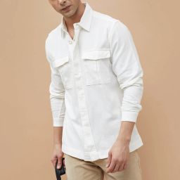 Code By Lifestyle White Cotton Regular Fit Jacket image 1