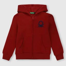 United Colors of Benetton Kids Red Logo Print Hoodie-image-18