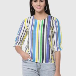 Style Quotient Women White And Multi Stripe Printed Polyester Smart Casual Top-picture-40