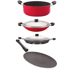 Nirlon Red Aluminium Non-Stick Kitchen Cookware Set of 4-picture-35