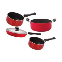 Nirlon Red Aluminium Non-Stick Cookware Set of 4-44