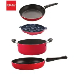 Nirlon Red Aluminium Kitchenware Non-Stick Cookware Set of 4-35