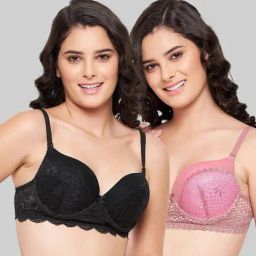 Clovia Multicolor Lace Bra (Pack of 2)-image-55