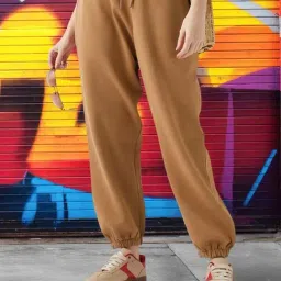 Bewakoof Brown Loose Fit Joggers-image-45