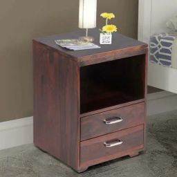 Ikiriya Kassel Solid Dark Brown Wood End Table Dark Walnut Finish-image-20