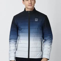 Peter England Casuals Navy Blue & White Regular Fit Ombre Jacket-image-52