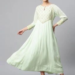 SHADES Green Chikankari A Line Kurta-image-62