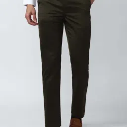 Peter England Casuals Brown Slim Fit Trousers-picture-18