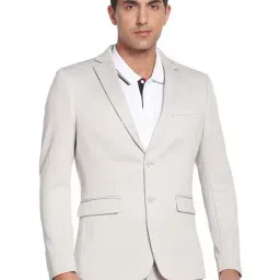 Arrow Light Grey Slim Fit Self Pattern Blazer-image-97