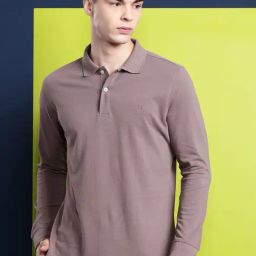 Hancock Purple Cotton Slim Fit Solid Polo T-Shirts-image-12