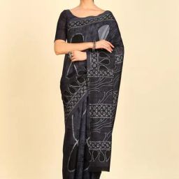 Soch Womens Grey Chiffon Abstract Print Saree-image-60