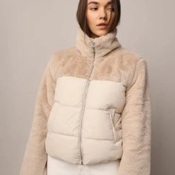 Only Beige Regular Fit Puffer Jacket-2