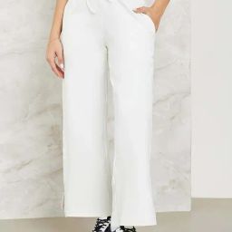 Styli White Mid Rise Flared Track Pants-picture-17