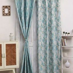 Ariana Turquoise & White Polyester Door Curtains - Set of 2-image-10