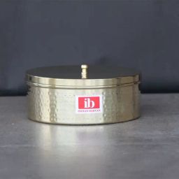 Indian Bartan Gold Brass Chapati Box-29