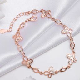 Zavya Butterfly Whimsy Rose Gold Plated 925 Sterling Silver Butterfly Bracelet-image-7