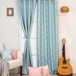 Ariana Ice Blue Polyester Long Door Curtains - Set of 2-image-45