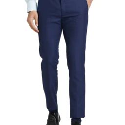 Park Avenue Blue Super Slim Fit Checks Trousers-image-64