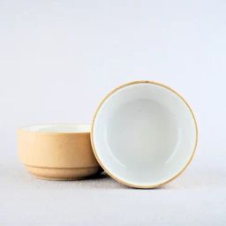 BlackCarrot Beige & White Stoneware Snack Bowl - Set of 2 (750 ml)-10