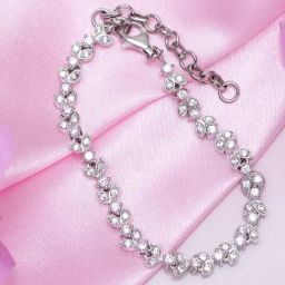 Zavya Nature's Sparkle Rhodium Plated 925 Sterling Silver Leaf Bracelet-picture-23