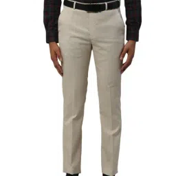 Park Avenue Beige Super Slim Fit Checks Trousers-picture-19