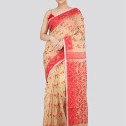 Pinkloom Beige & Red Cotton Woven Saree-picture-30