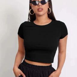SELVIA Black Regular Fit Crop Top-image-35