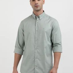 Calvin Klein Grey Cotton Regular Fit Checks Shirt-image-65