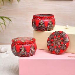 TAYHAA Red Wax Printed Candle Jar-21