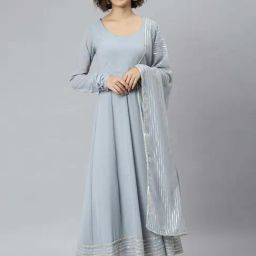 Janasya Grey Anarkali Kurta With Dupatta-picture-38