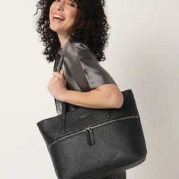 Fastrack CL7 Black Textured Large Laptop Tote Handbag-image-28