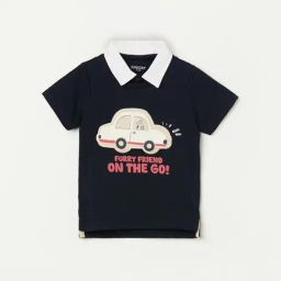 Juniors by Lifestyle Navy Printed Regular Fit Polo T-Shirt-picture-5