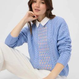 The Souled Store Blue Embroidered Sweaters-42