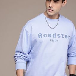 The Roadster Lifestyle Co. Pure Cotton Oversized Sweatshirt with Brand Logo Detail-image-112