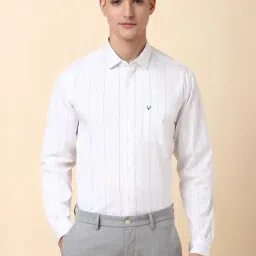 Allen Solly White Cotton Slim Fit Striped Shirt-image-29