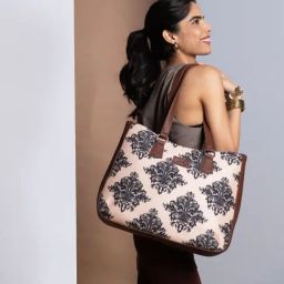 ZOUK Mughal Motif Printed Tote Handbag-0